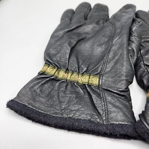 Perrin Paris Men's Black Leather Gloves Wrist Length Lined Lot of 2 M/L Fit - Picture 7 of 12